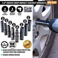 MYDIYHOMEDEPOT - 1/2 Inch Drive Deep Impact Socket Wrench 6 Point Air Impact Long Socket Wrench