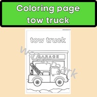 [C11] transportation - tow truck colouring page | Halaman mewarna tow truck