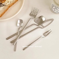 304 Stainless Steel Dessert Fork Eating Spoon Household ins Style Tableware Knife Fork Spoon Set Kni