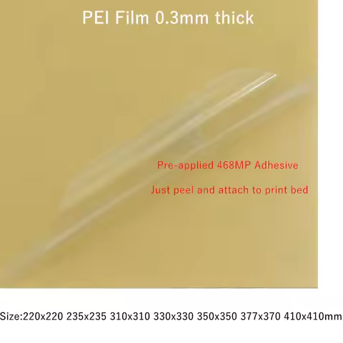ENERGETIC ULTEM1000 PEI Sheet 3D Printer Build Surface With 468MP Adhesive Tape 0.3mm Thick for Ende