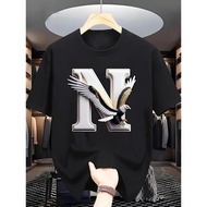 Four Seasons Lelaki Fesyen Bercetak Corak Surat T-shirt Lengan Pendek Uniseks