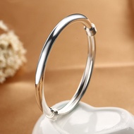 Silk Round Belly 990 Couple Bracelet Men Women 990 Retractable Bracelet Sliding Glossy Silver Bracel