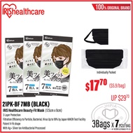 [3 Bags Bundle] Iris Healthcare Japan Beauty-Fit Black Face Mask, 3ply 7pcs/bag