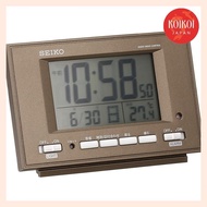 Seiko Clock Alarm Clock Automatic Illumination Radio Wave Digital Calendar Temperature Display Visible at Night Brown Metallic SQ778B SEIKO