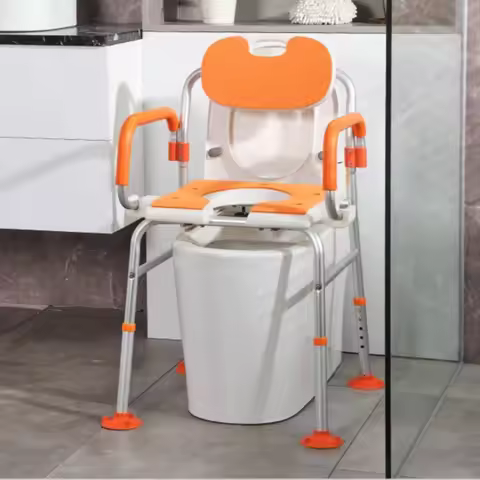 Dual Purpose Bathroom Chairs Toilet Chair Aluminum Alloy Non-slip shower stool Height Adjustable Toi