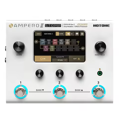 Original Hotone Ampero II Stomp MP-300 Guitar Bass Multi-Effects Pedal Processor With EU Power Plug