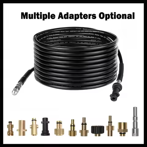 2~40M 1/4" Sewer Drain Water Cleaning Hose With Removable Nozzle and Optional Adapter for Karcher Bo