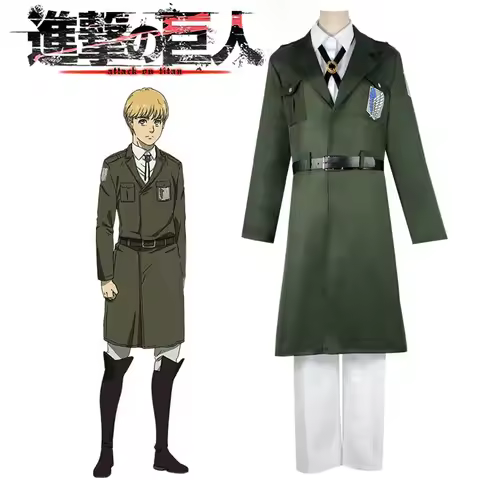 Attack on Titan Cosplay Anime Season 4 Scout Regiment Eren Jager Armin Arlert Navy Green Jacket Hall
