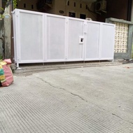 pintu pagar besi lipat plat perforated lubang 3ml
