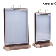 NOVAGEAR​ Ads Display Stand, Label Holder Wooden Holder Menu Card Holder, Multipurpose Acrylic Loose