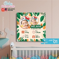 Baby Bio Frame Photo Canvas 11x11in