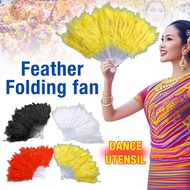 feather fan, adult cheongsam runway performance, dance folding fan, square dance feather fan hand fa