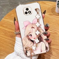 YBD Phone Case For Motorola Moto E7 Plus E7 Power E7i Power 2021 Electroplated Soft Shell with Bow t