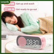 lA Led Mirror Alarm Clock Wireless Bluetooth-compatible 5.0 Hi-fi Speaker Subwoofer Portable Audio Table Digital Clock