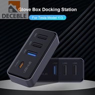 [Deceble.my] 4-in-1 Glove Box Docking Station USB Adapter for TESLA Model 3 Model Y 2020-2025