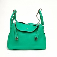 HERMES Lindy34薄荷綠TC皮框P銀扣