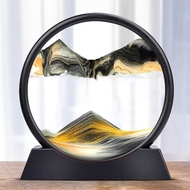 Moving Sand Art Picture Round Glass 3D Hourglass Deep Sea Sandscape In Motion Display Flowing Sand F