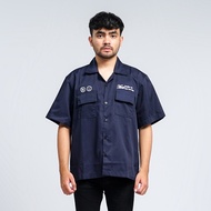 KEMEJA Mnst Workshirt | Short Shirt | Semi Boxy | Navy Navy | Vibes Vibes Vibes