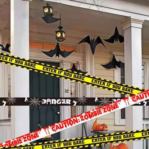 Halloween Party Decoration Warning Tape Scary Caution Tape Roll Hazard Warning Tape Indoor Outdoor S
