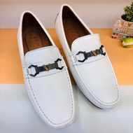 Giày mọi trắng MT06 giày lười da trắng namda bò thật mềm mại êm chân  Giày SAGO’S