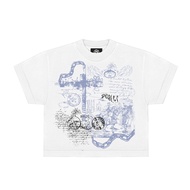 Boxy Crop Oversize White T-shirt| Mystical stories| Guix everywhere