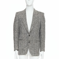 YVES SAINT LAURENT Vintage black grey colourful chevron tweed blazer jacket