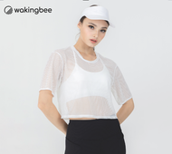 Wakingbee Mesh Crop Bratop (White) สปอร์ตบรา พร้อมเสื้อคลุมในตัว ไม่โป๊ ทรงสวย กระชับ ผ้าแห้งไว ยืดห
