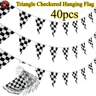 Car Racing Flag Banner Triangle Checkered Hanging Flag F1 Theme Party Banner Birthday Festival Decor