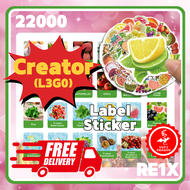 【V4P3 DRAGON】DESIGN CREATOR 22K LEGO RE1X CARTOON FRUIT STICKERS 2.5CM - 8.5CM DISPOSABLE LABELS STA