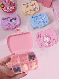 1 hộp đựng thuốc Kawaii có họa tiết Cinnamoroll Hello Kitty My Melody Kuromi Hộp đựng thuốc bằng nhự