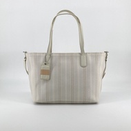 【二手】 COACH Weekend 兩用條紋托特包 23101 白色