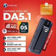 Camera 4G Mini Doscom DA-5.1 Full HD 1296P Góc Siêu Rộng Hỗ Trợ Tầm Nhìn Đêm - Tặng Kèm Sim 4G Không