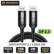 DisplayPort 2.1 Cable 2m 80Gbps DP2.1 Support 16K@60Hz 8K@120Hz 4K@240Hz for Gaming Monitor Graphics