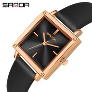 SANDA Women Top Brand Luxury Fashion Watch Design Square Dial Ladies Waterproof Quartz Watch Clock