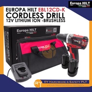 EUROPAHILT| EBL12CD-K CORDLESS DRILL SET | BRUSHLESS | LITHIUM ION BATTERY ,FAST CHARGER |SET GERUDI