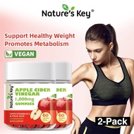 【2Pack】Nature's Key Halal Apple Cider Vinegar Gummies 1000mg Natural Detox & Weight Management