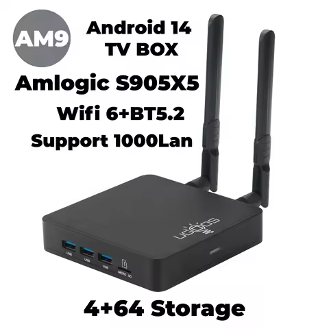 Original Ugoos AM9 TV Box Amlogic S905X5 Android14 4GB DDR4 RAM 64GB ROM BT AV1 1000M Wifi6 4K HDR M