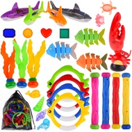 Diving Toys, 30 Pcs Pool Toys with Diving Swim Thru Rings, Dive Sticks,Diving Rings, Diving Gem, Div