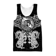 Men's Vest Viking Symbol Odin Tattoo Crow 3D Digital Printing Trendy T-Shirt 10.28