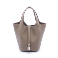 【二手】愛馬仕 HERMES Picotin Lock PM 手提包，灰褐色皮革，女士款，全新未使用