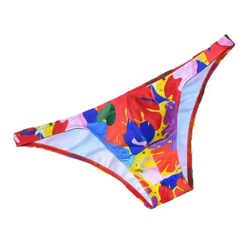 Printed Summer Micro Thongs Man Swimming Trunks Bag Pouch Low Waist Swimwear Mens Gay Swim Briefs Ha