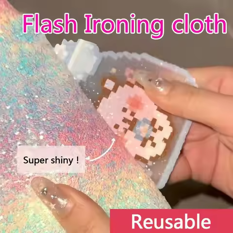 Flash Ironing Cloth for Fuse Beads Reusable Rainbow Sequin Iron Paper Heatproof Mat for DIY Melting 