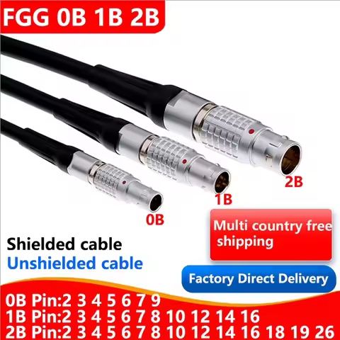 FGG 0B 1B 2B Male plug, standard welded PVC cable, 0.5m, 1m, 2m, 3m, 5m, shielded and unshielded cab