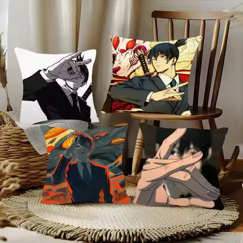 Hayakawa Aki Anime C-Chainsaw M-Man Pillow Case Fashion Square Pillowcase Bedroom Sofa Room Ins Deco