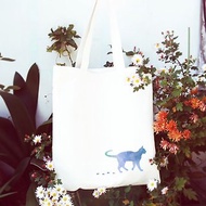 Watercolor Cat 帆布文藝環保肩背手提包購物袋 米白色 貓 水彩