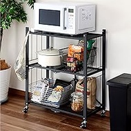 Yamazen LIS-3(BK) Rack (Folded), Ready to Use (Complete Body/Just Attach Casters), Overall Load Capa