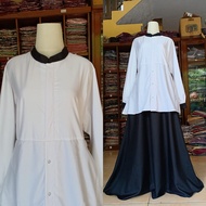 Baju seragam PDH putih hitam model gamis dan rok span saku bawahbaju seragam dinas dan ASN
