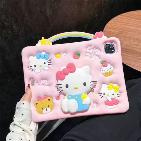 For Honor Pad X7 8.7 X8A X9 11 Inch Kids Stand Cover Cute 3D Cartoon Sanrio Hello Kitty Silicone Tab
