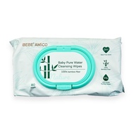 Bebe Amico Official Store Baby Pure Water Cleansing Wipes - 100% Bamboo Fibre (80pcs) [Exp: Oct 2027