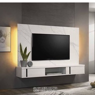 M life Free Installation 7.5 Feet Wall Mounted TV Cabinet Marble Design / Hanging TV Cabinet With Led